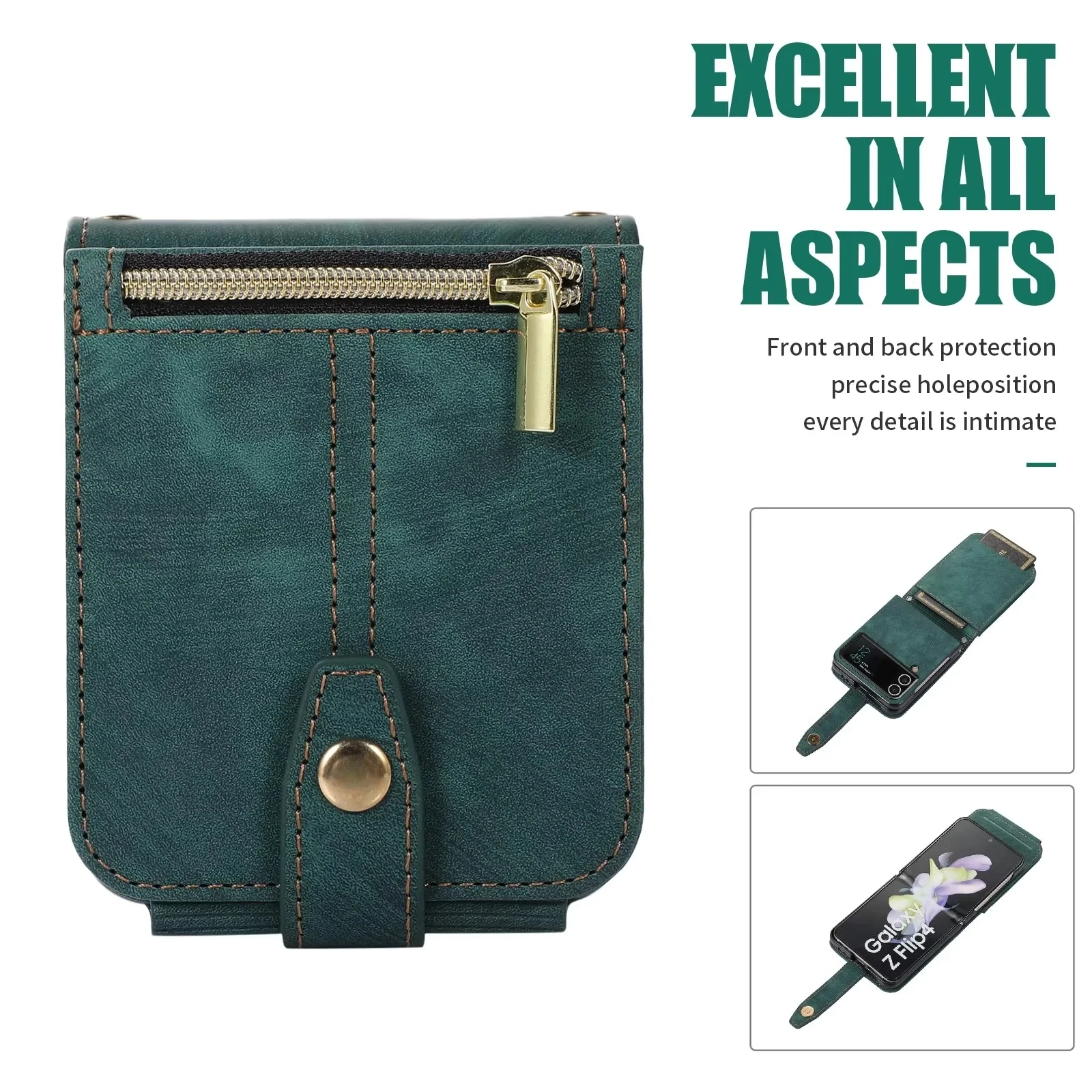 Versatile Flip Leather Phone Case with Zipper Wallet, Card Pocket, and Long Lanyard