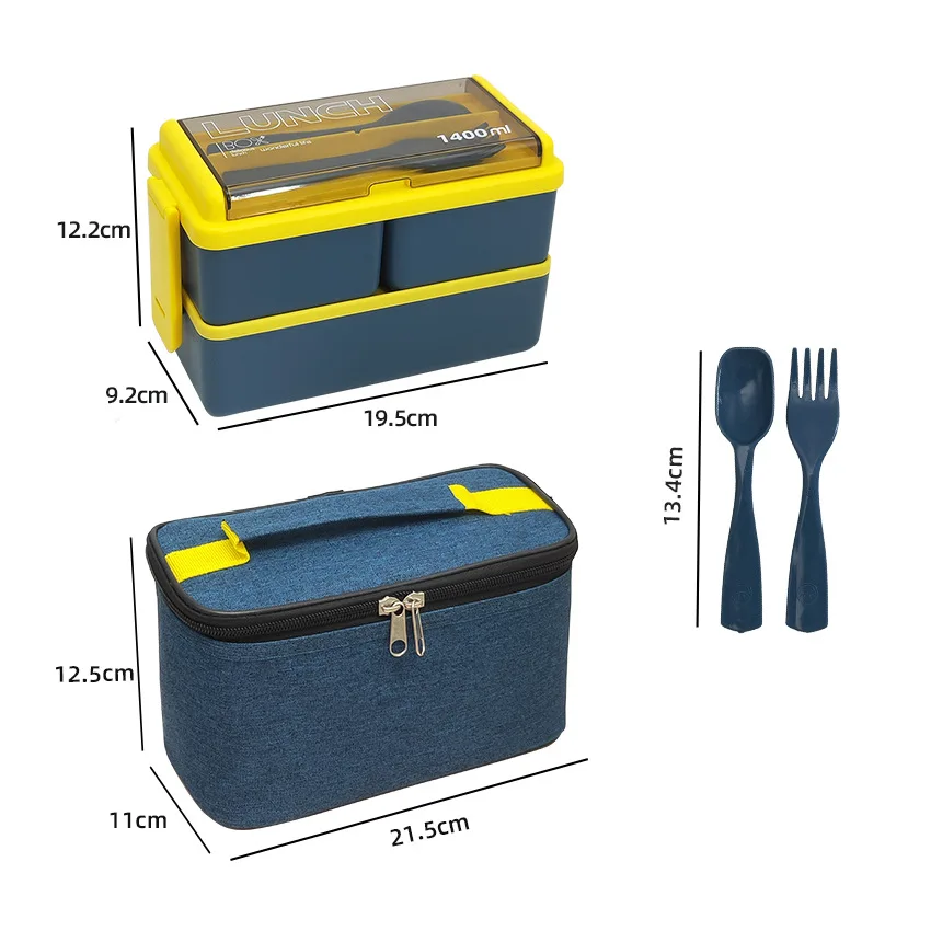 Dww-bento Lunch Box, 1400ml Double Couche Boite Repas Compartiment