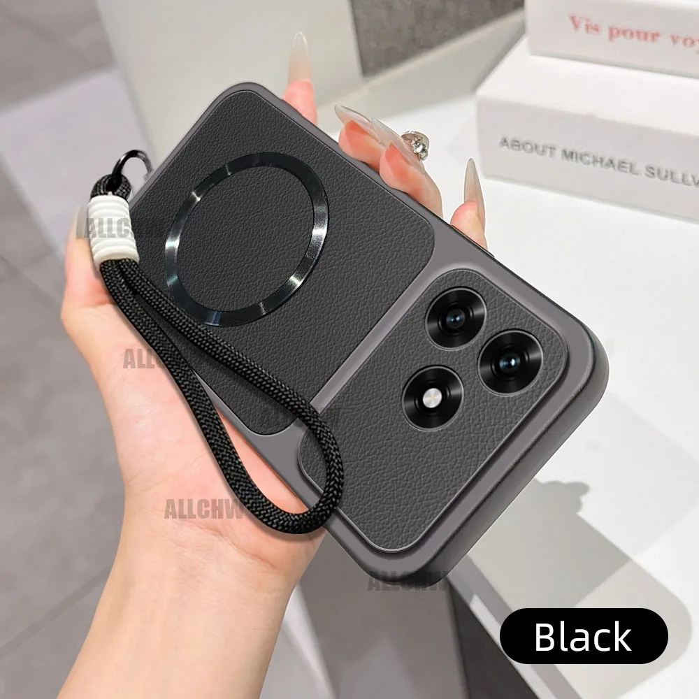 Luxurious Leather Matte Magnetic Hand Strap Phone Case