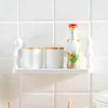 Self-adhesive Bathroom Shampoo Storage Racks Plastic Shelf Storage Organization Shelves Support Holder 4