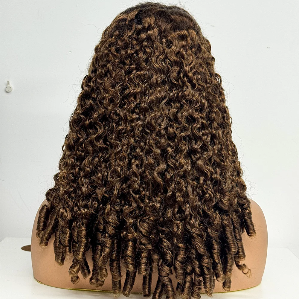 300% Density 5x5 Glueless Burmese Curly Human Hair Wigs Double Drawn 12A Human Hair Wigs with Bouncy End Texture For Black Women