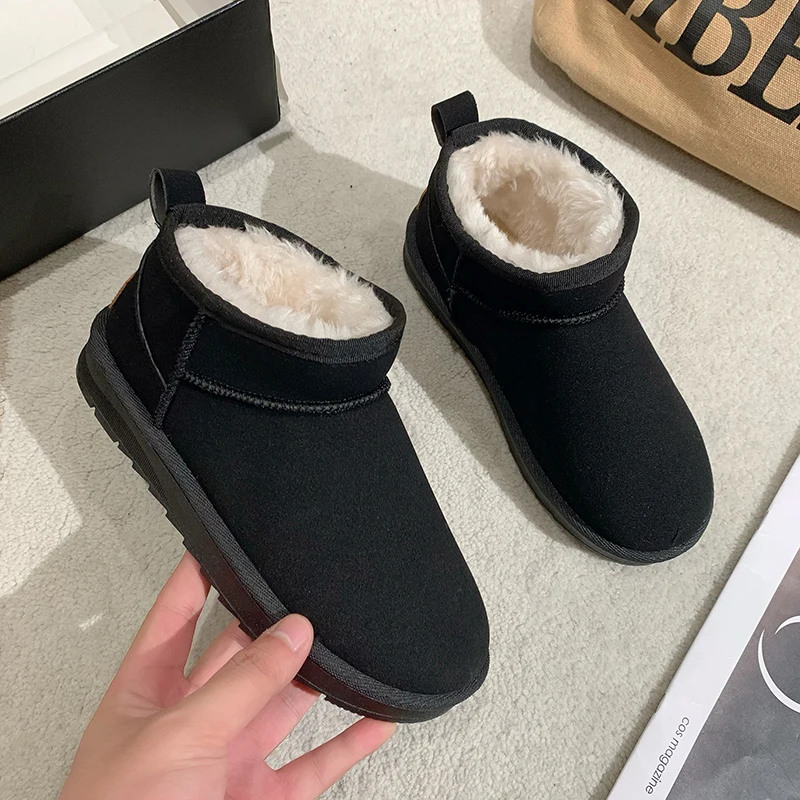 

Женские зимние короткие плюшевые теплые ботинки, новинка 2023, плюшевые удобные ботильоны челси, Женские Простые Нескользящие хлопковые ботинки