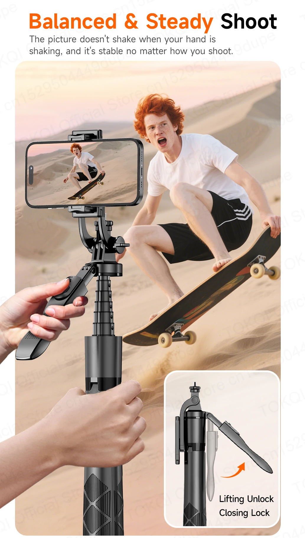 Tokqi L16-tt Selfie Stick Tripod With 360 Degree Rotation And Fill Light_voghion.com