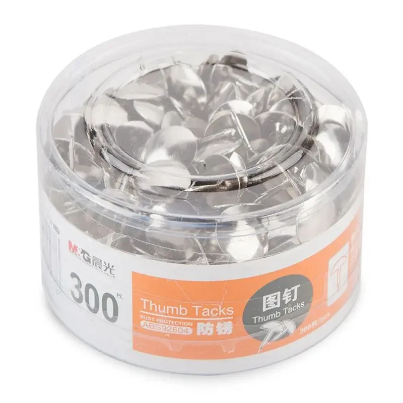 M&G Silver Pushpins Metal Thumb Tacks Map Drawing Push Pins Crafts Office Accessories School Supplies Stationery 300 Pcs/BOX