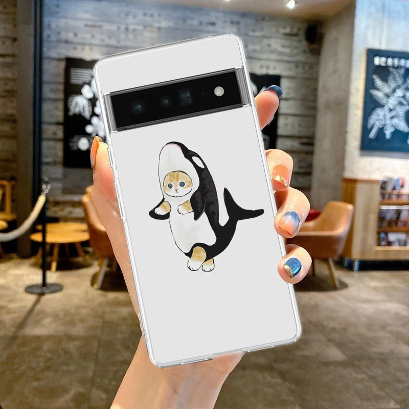 Adorable Cat-Themed Shockproof Transparent Silicone Phone Case Cover