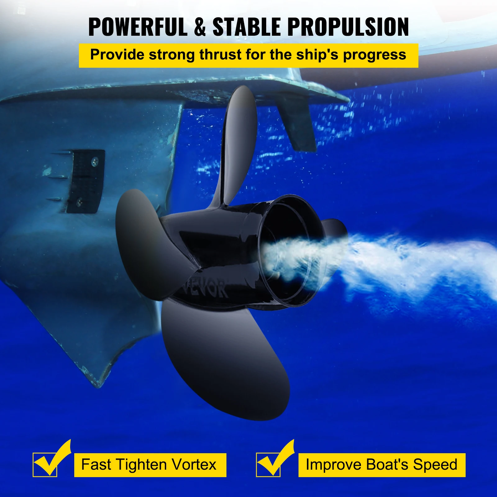SucceBuy Outboard Propeller for OEM 48-8M8026630 4-Blade 10.3"x13" Aluminum Propeller Compatible 60Hp Outboard 13 Tooth Splines