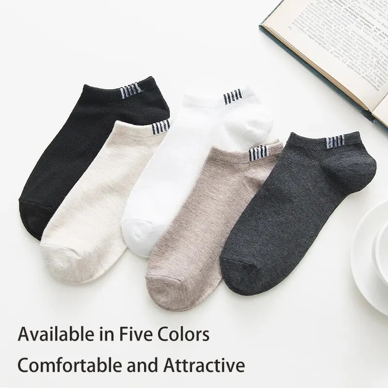 Spring and Summer Men's and Women's Four-season Simple Fashionable Comfortable Sports Striped Socks 5 Pairs sports striped socks