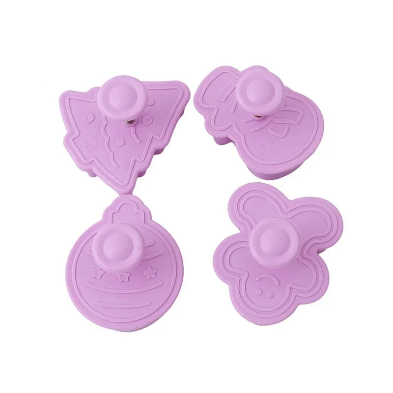 4Pcs/set Kitchen New Cookie Biscuit Fondant Mold Silicone Cookie Baking Cutter Mould for Christmas
