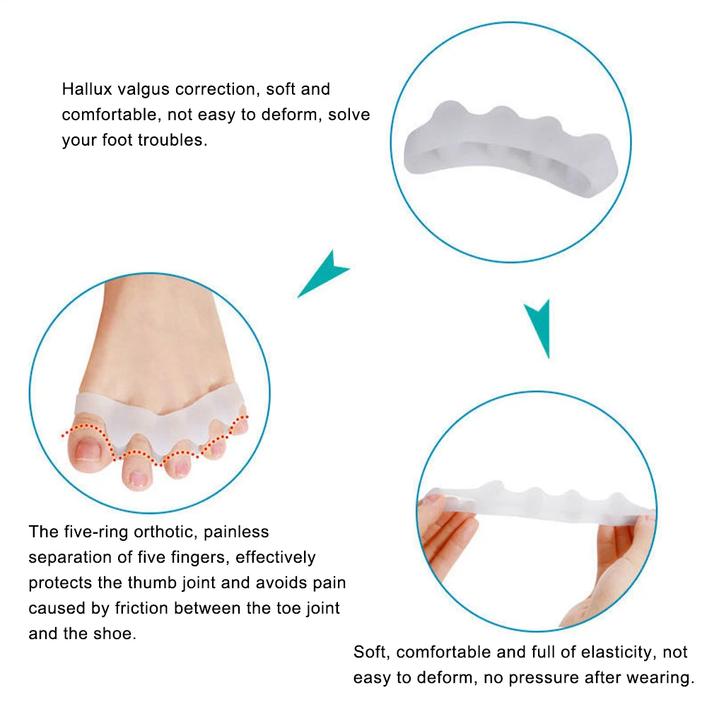 Toe Separators Silicone Gel Thumb Corrector Bunion Foot Toe Hallux Valgus Protector Separator Finger Straightener Adjuster Foot Care Tools toe separators toe corrector manicure pedicure tools toe protector finger splint