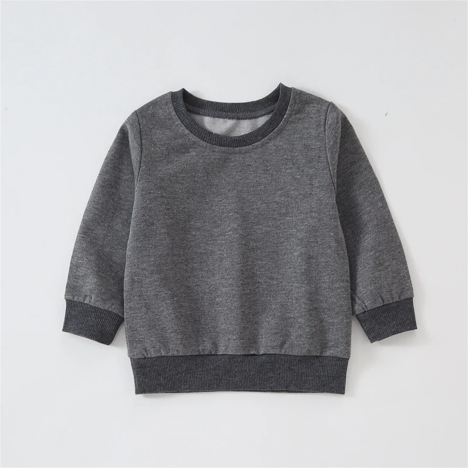 Baby Boy/Girl Solid/Striped Crewneck Long-sleeve Pullover Sweatshirt Soft and Comfortable for Outings