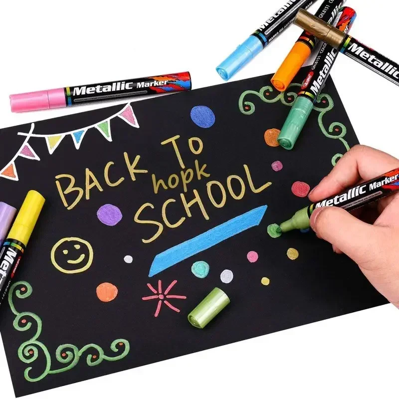 4-15 Colors Metallic Paint Marker Pens for Rock Painting Paper Metallic Color Markers Ceramic Glass Plastic Scrapbooking Art Pen