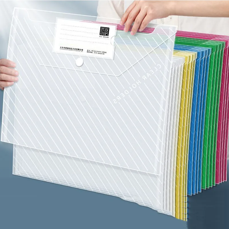 

10pcs A4 File Bag College Folders Transparent Documents Filing Storage Organizer Waterproof Information Pocket Stationery Holder