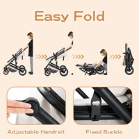 Poussette de luxe 3-en-1 avec siège auto pour nouveau-né, landau tout-terrain, poussette de voyage pour bébé avec amortisseurs et cadre en aluminium 5
