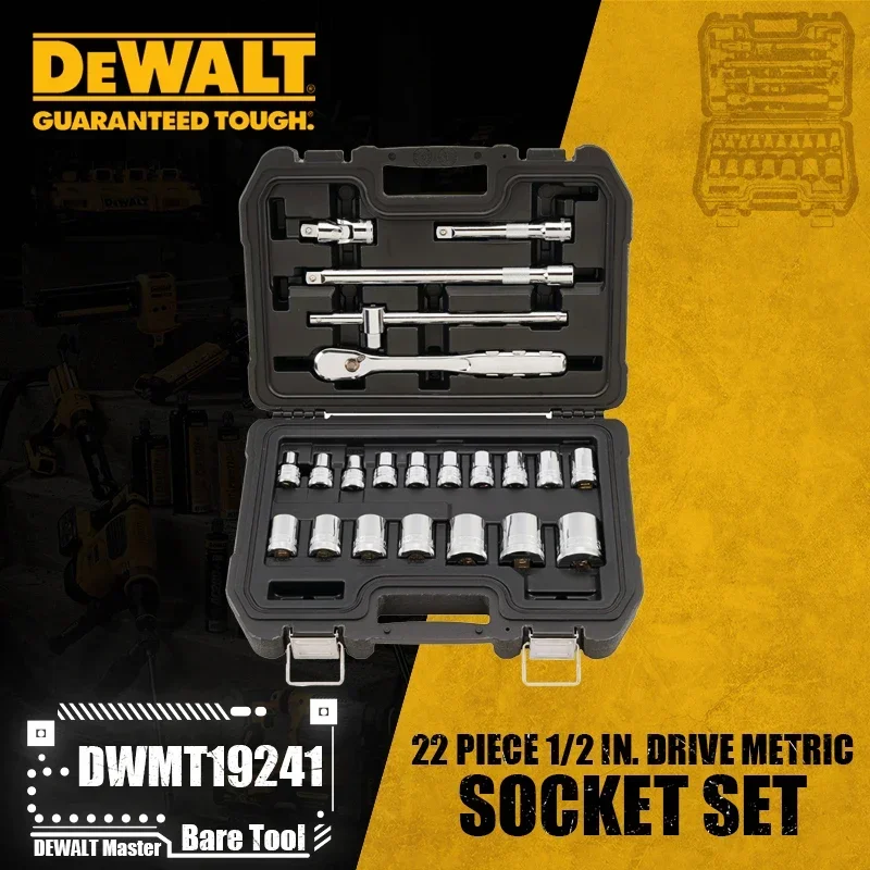 ツールセット DEWALT Drive Socket Set for Mechanics, Black Chrome