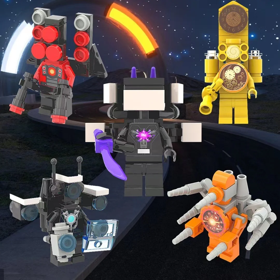 Moc Skibidi Toilet Mini Tv Clock Audio Monitor Man Set Scientist Camera Speaker Brick Toys For Children'S Birthday Gifts