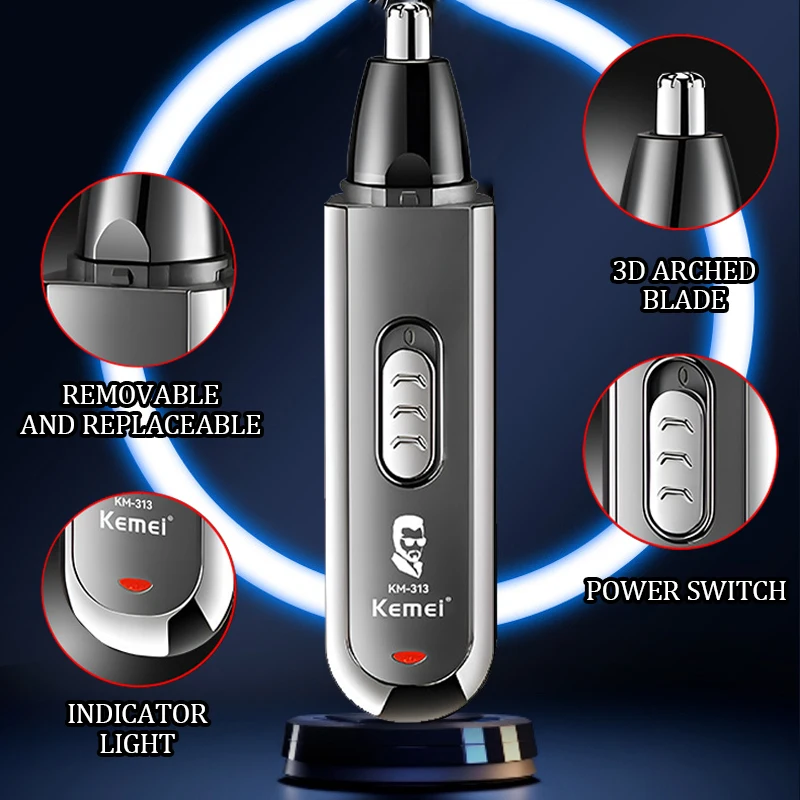 Kemei 3 IN 1 Eyebrows Trimmer Nose Trimmer Electric Replaceable Hair Remover Professional Ear Trimer Hair Shaver KM-313