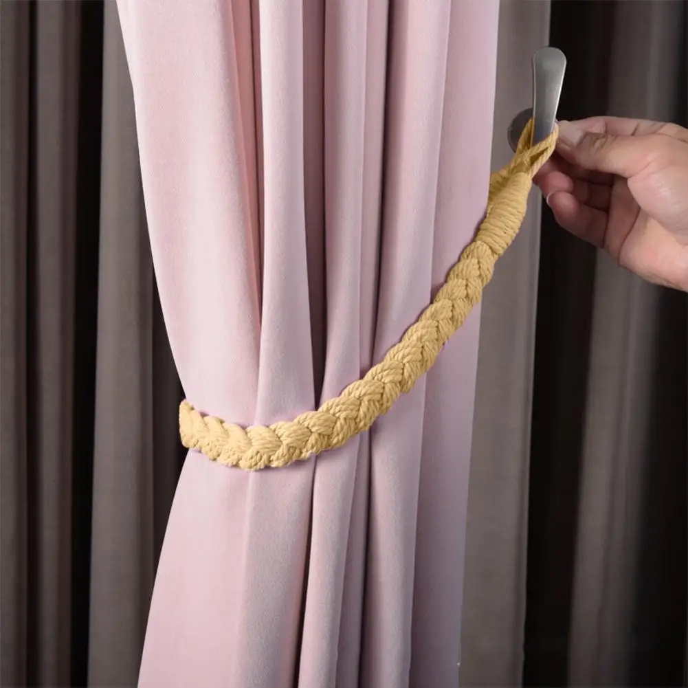 

2pcs Natural Cotton Rope Curtain Tiebacks Modern Style Decorative Curtain Holdbacks For Home Office Window