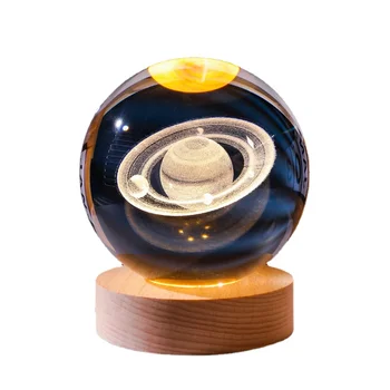 3D Crystal Inside Laser Engraved Crystal Ball Transparent Craft Luminous Night Light Glass Sphere Art Decoration Home Decor Gift