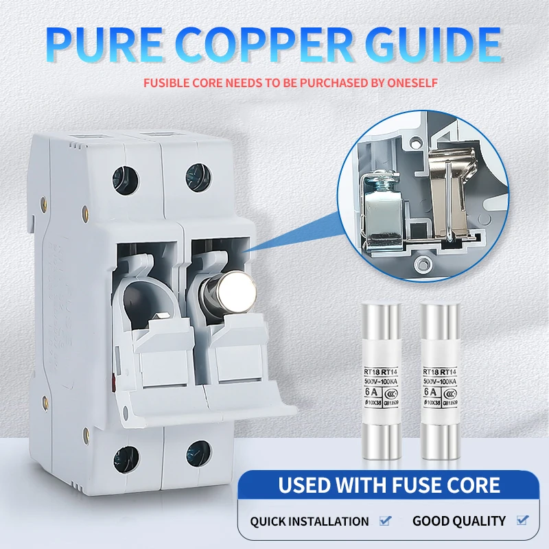 RT18-32X 1/2/3/4P 2/3/4/5/6/8/10/16/20/25/32/40/50/63A Din Rail mounting Fuse Holder Base Pole for 10x38mm AC690V 500V fuse holder fuse adapter holder