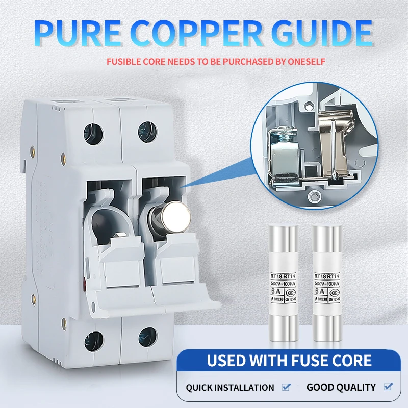 RT18-32X 1-4P 32A 63A 125A montaż na szynie Din bezpiecznik oprawki bezpieczników podstawka 1 biegun dla 10x38mm rozmiar łącza AC690V 500V