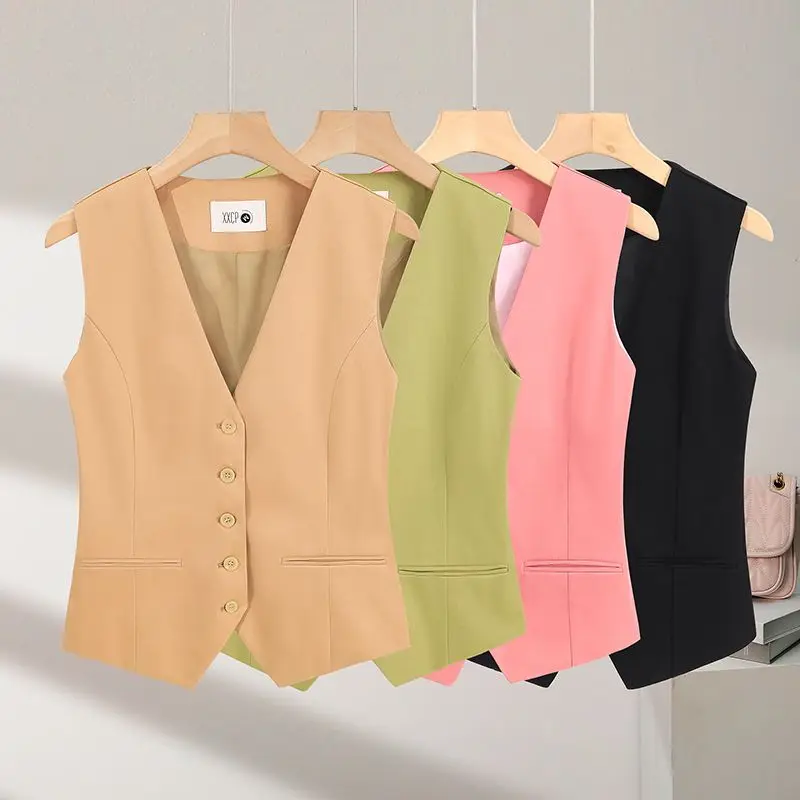 

Офисная Женская Повседневная жилетка, женские классические черные безрукавки с карманами, женская элегантная облегающая Верхняя одежда без рукавов, шикарная Женская жилетка Q198