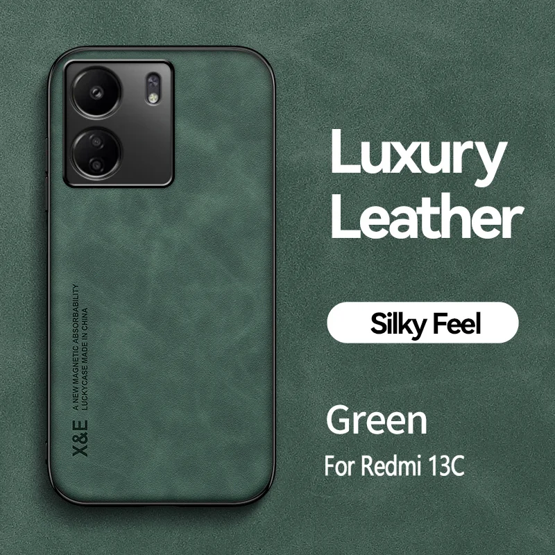Leather Magnetic Car Holder Phone Case – Ultra-Slim Silicone Protective Cover for Xiaomi and Poco Phones