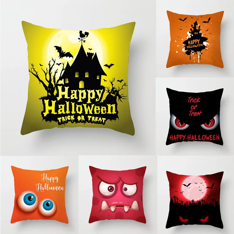 

Home Decor Halloween Trick or Treat Pillowcase Pumpkin Devil Creative Print 45x45cm funda de almohada