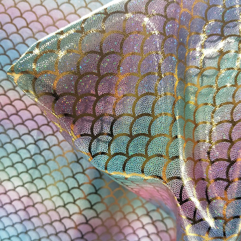 Meerjungfrau Fischschuppen Laser Stoff schillernde glänzende Farbe Party Hochzeit Dekor DIY Bühnenkostüm Stoff