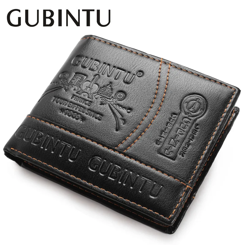 

GUBINTU Fashion Embossed PU Leather Mens Wallet Short Coin Purse Student Slim Wallets ID Credit Card Holder Brand Wallet For Men