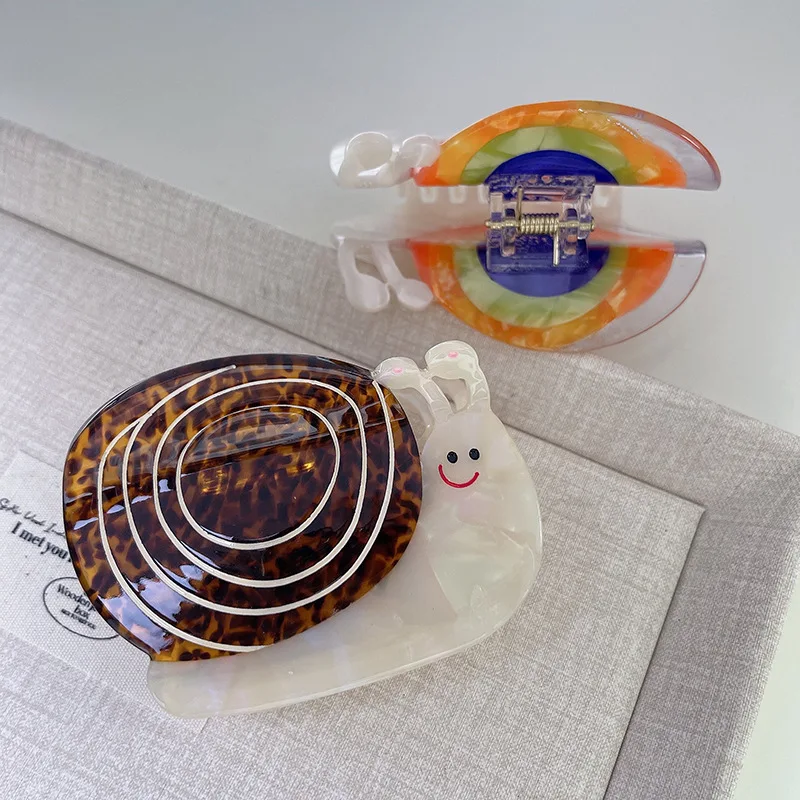 Niedliche, farbenfrohe, schneckenförmige Haarklammer aus Acetat für Frauen und Mädchen, kreativer, lustiger Pferdeschwanz, dicker Haarschmuck – Detail 9