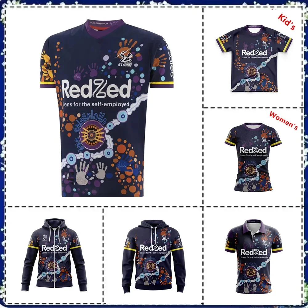 

2024 MELBOURNE STORM MENS INDIGENOUS RUGBY Hooded zipper JERSEY Kids - Women's - Men's Size: S-5XL ( Print name and number )
