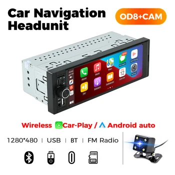MEKEDE 6,86 pulgadas 1din Universal coche Multimedia pantalla inteligente con cable inalámbrico Andriod Auto CarPlay estéreo FM Auto Radio BT USB TF 1