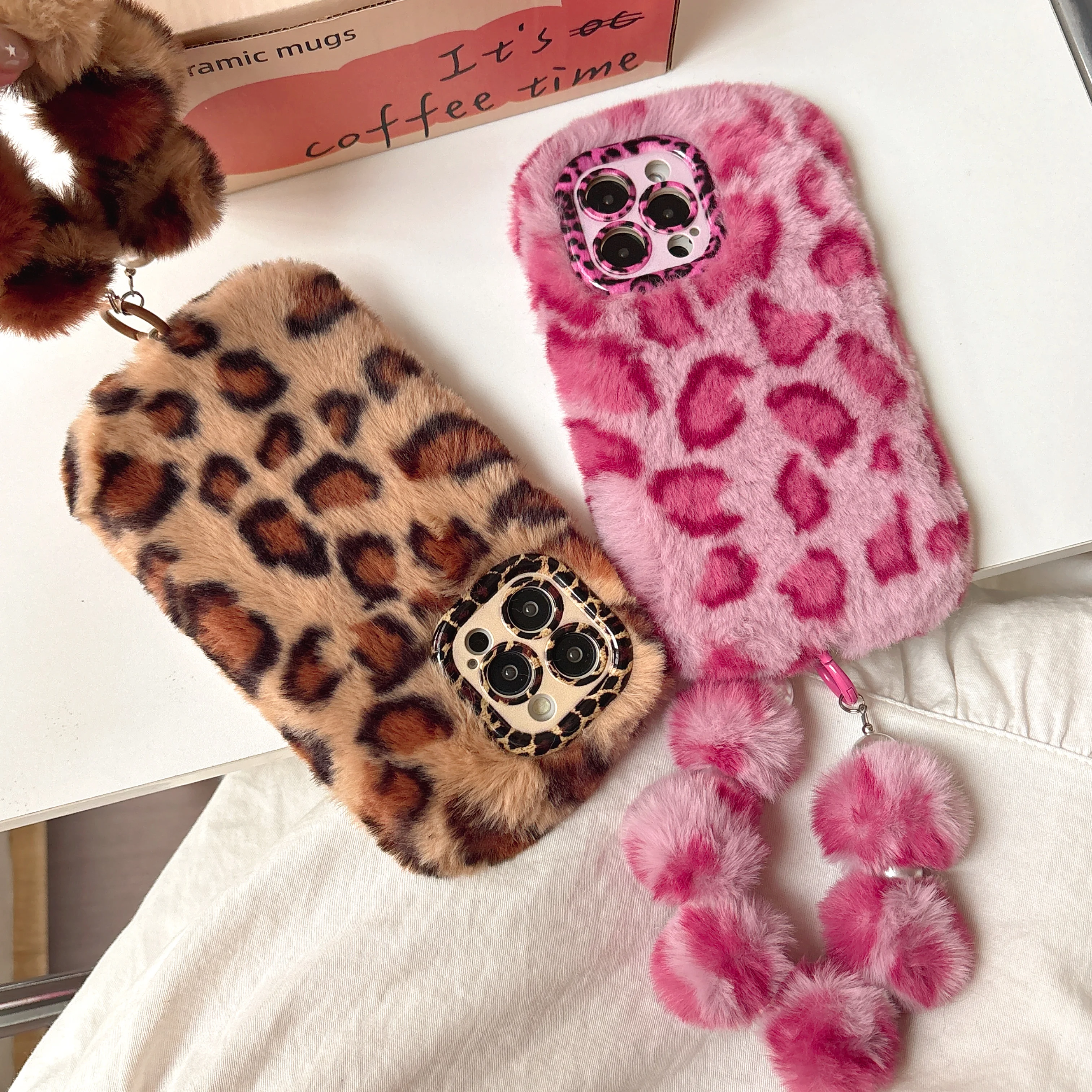 Leopard Flauschige Pelz Fall Für Galaxy S25 24 23 Ultra 25 23 24Plus A14 A15 A16 A17 A35 A55 ständer Kamera Objektiv Schutz Rahmen – Detail 9