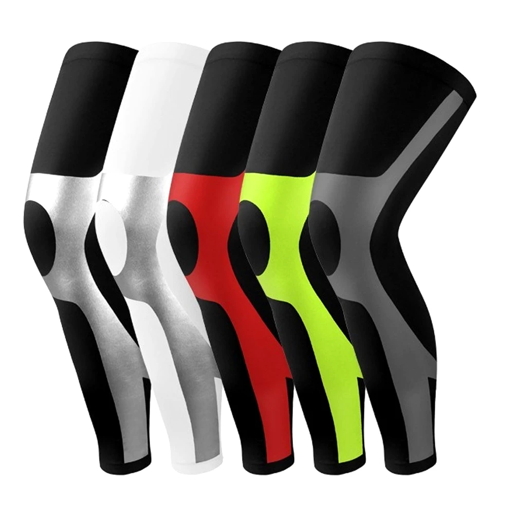 1Pcs Full Leg Compression Sleeve Knee Pads Cycling Leg Warmers Long Sleeves Cycling Bicycle MTB Riding Legwarmers Men Women