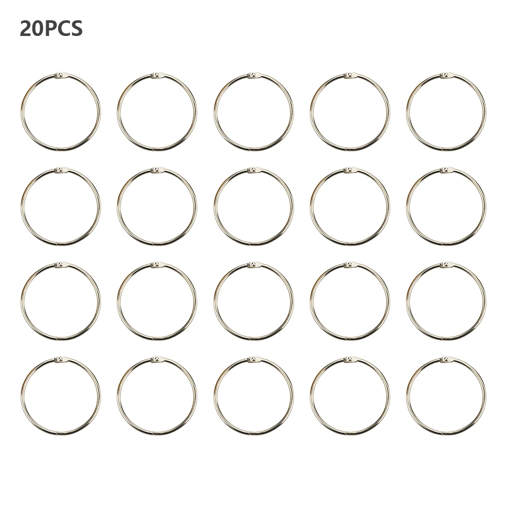 

20pcs Office Index Card Loose Leaf Ring DIY Hoops 38mm Accessories Clip Scrapbook Keychain Iron Opening Album Book Binder