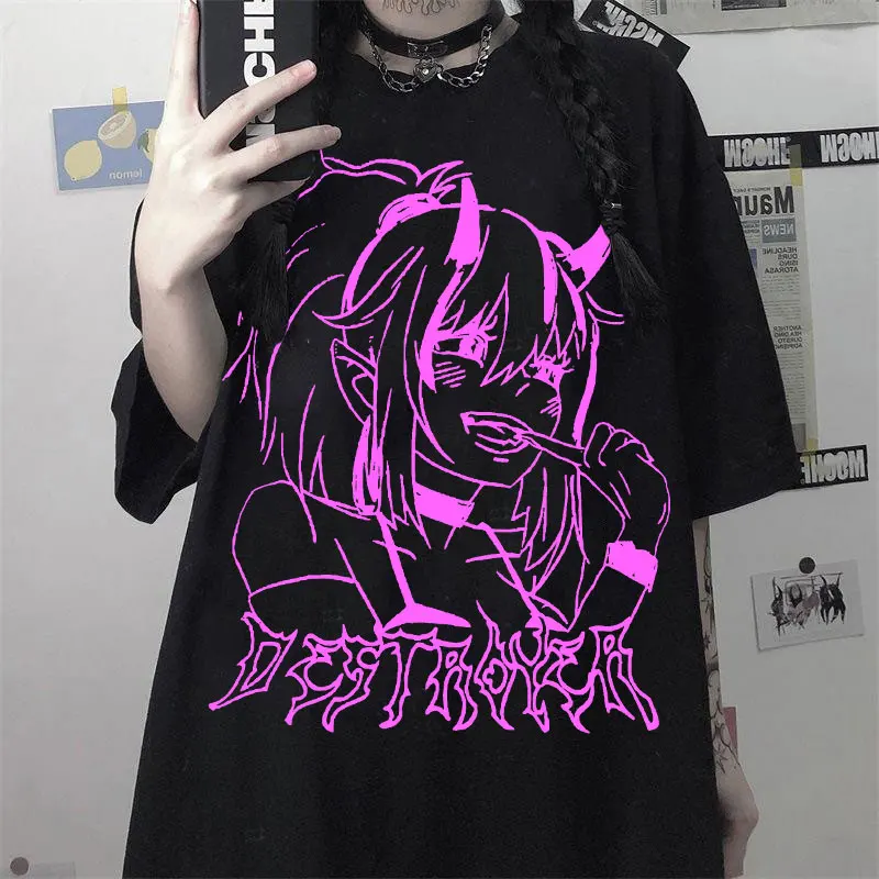 Ahegao Anime Girl Vampire Gothic Nugoth Goth Short-Sleeve Unisex T-Shirt