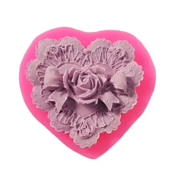 New 3D Rose Bowknot Flowers Silicone Chocolate Mould Heart Love Soap Mold Candle Polymer Clay Mold Crafts DIY Forms Soap Base