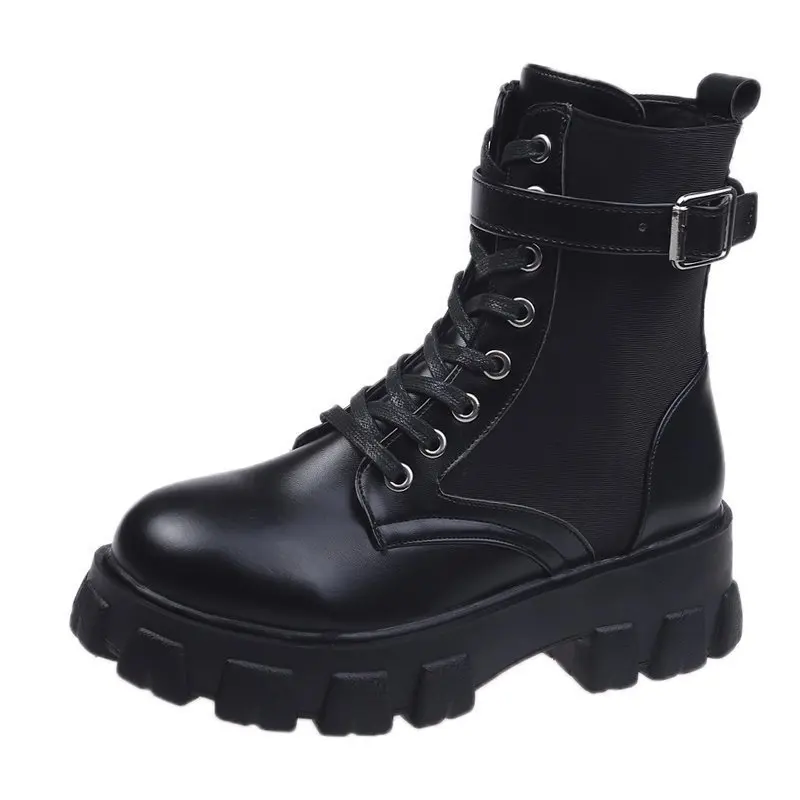 2024 Autumn Winter New Boots Women's Leather Thick-soled Belt Bag Short Boots Personalized Belt Buckle Women's Boots - Image 3