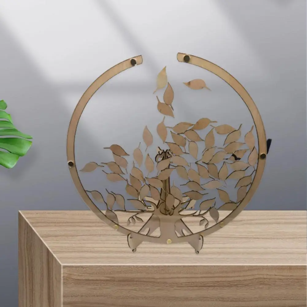 Modern Guest Message Box Long Lasting Message Drop Box Transparent Decorative Wooden Tree And Leaves Signature Guest Book
