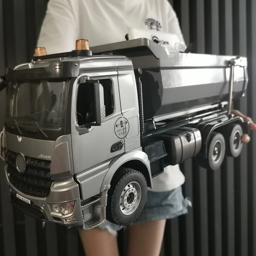 Silver Gray Remote Control Dump Truck Toy with Rechargeable Battery