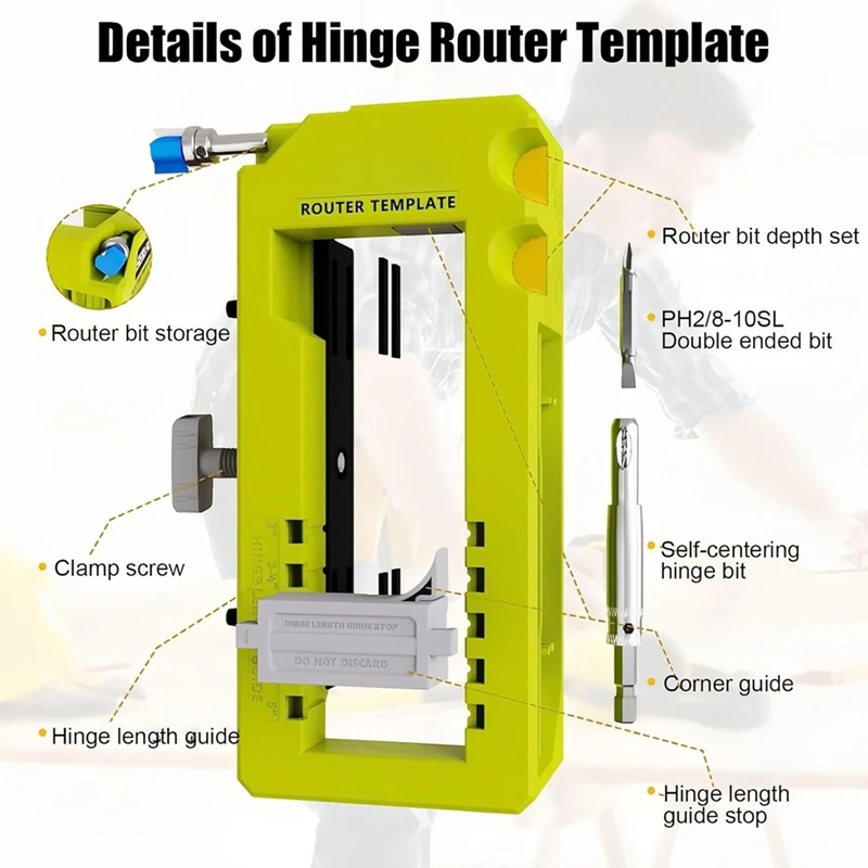 Door Hinge Router Template For3" To5" Length And1/4" Or7/8" Thickness Fordoors Only