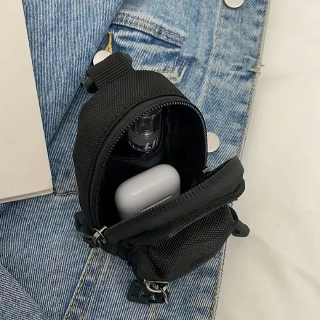 Mini-Umhängetasche Kleine Reißverschluss-Geldbörse Reisepass-Portemonnaie Taktische Brusttasche Kopfhörer-Aufbewahrung Mehrzweck-Bauchtasche – Detail 1