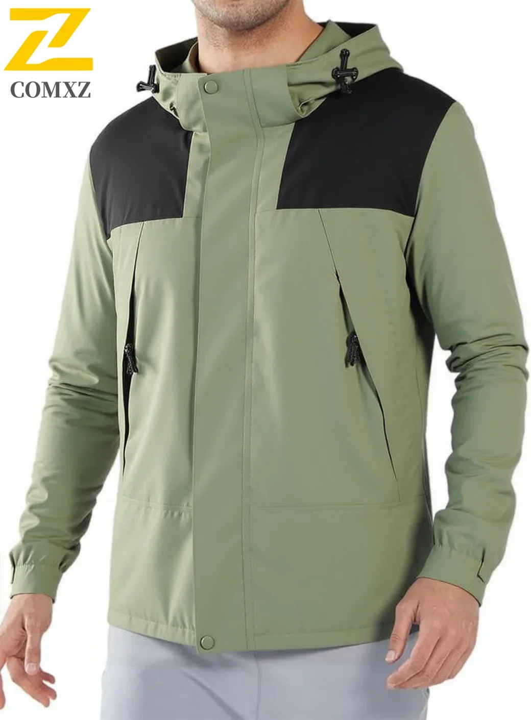 Waterproof Couple Windbreaker Jacket Men Women Lightweight Outdoor Hiking Coat Spring Autumn Fishing Raincoat Detachable Hood