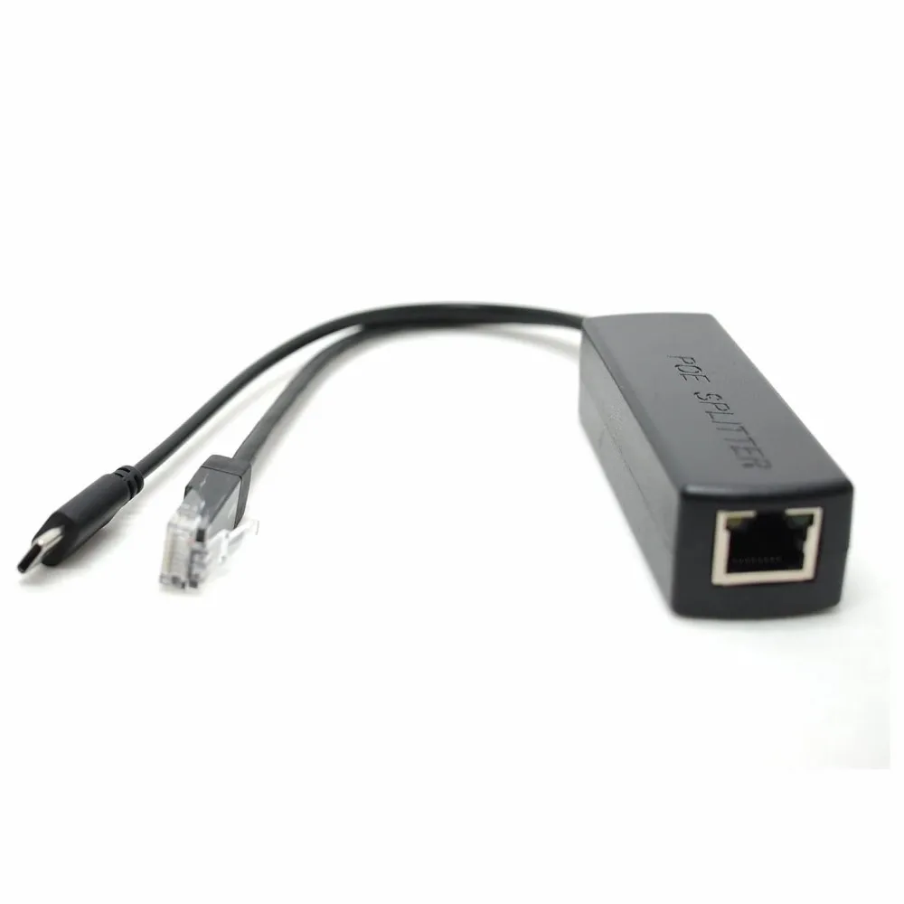 기가비트 타입 C PoE 스플리터 케이블 5V 3A 10/100/1000Mbps 타입 C 전원 공급 이더넷 스플리터 (RJ45 포트 및 타입 C 포트 포함)