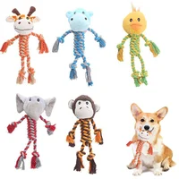 Pet Dog Squeaky Toy For Small Meduim Dogs Soft Plush Chew Stuffed Animal Shape Bite Resistant Dog Cotton Rope Toys Pets Supplies 1