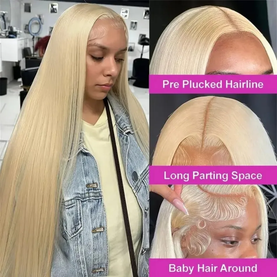 Blonde 613 Hd Lace Frontal Wigs 13X6 Lace Front Wigs Straight Human Hair Wigs 100% Brazilian Hairs Cosplay 200 Density For Women