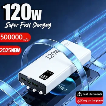 Power Bank da 120W 500000mAh ad alta capacità con ricarica super veloce, caricabatterie portatile per iPhone Samsung Huawei Xiaomi
