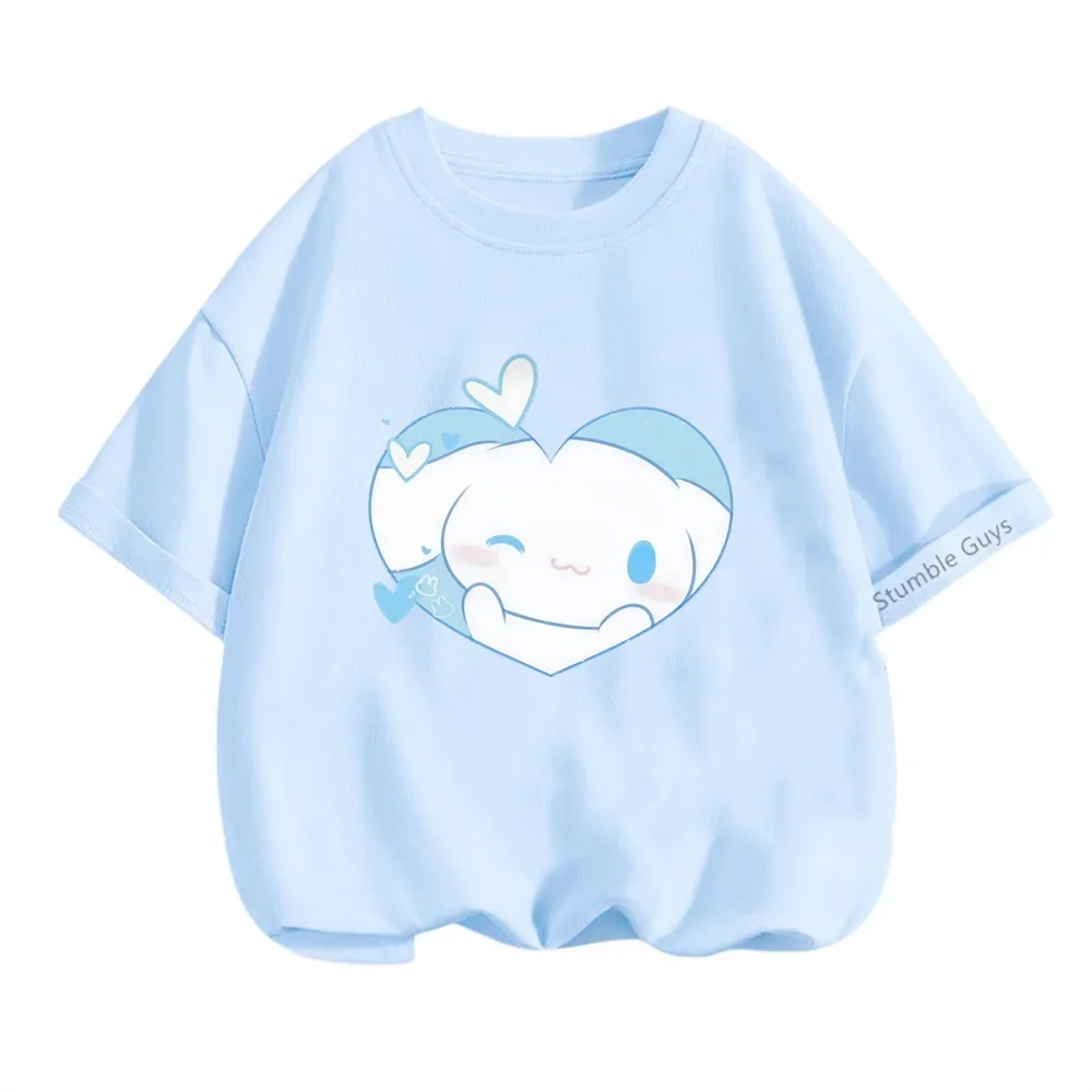 Camiseta de dibujos animados de Cinnamoroll de Sanrio para niños de 3 a 14 años, ropa para niños y niñas, camisetas informales de verano - AliExpress 1501