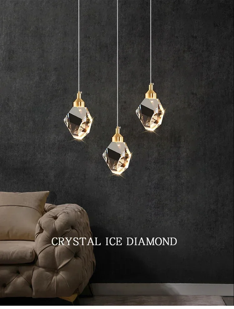 Description Picture 2 of itemModern Crystal Chandelier Indoor Crystal Ceiling Light Fixtures With Clear Solid Crystal For Living Room Hallway Kitchen Lamp