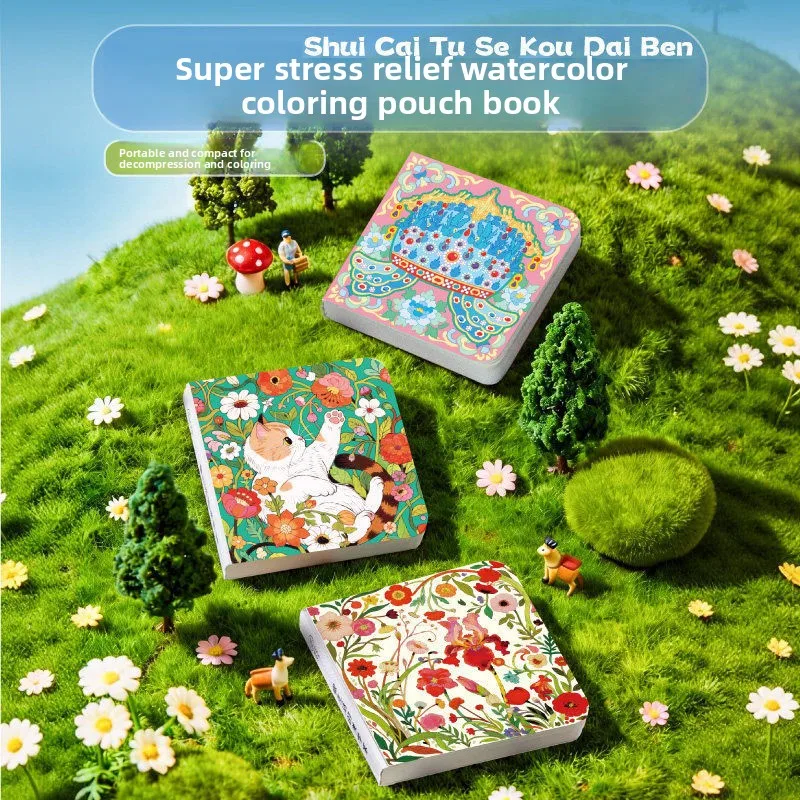 미니 휴대용 수채화 스케치북, 색칠용 라인이 있는 포켓 드로잉 북, 색연필, 마커, 미술 용품
